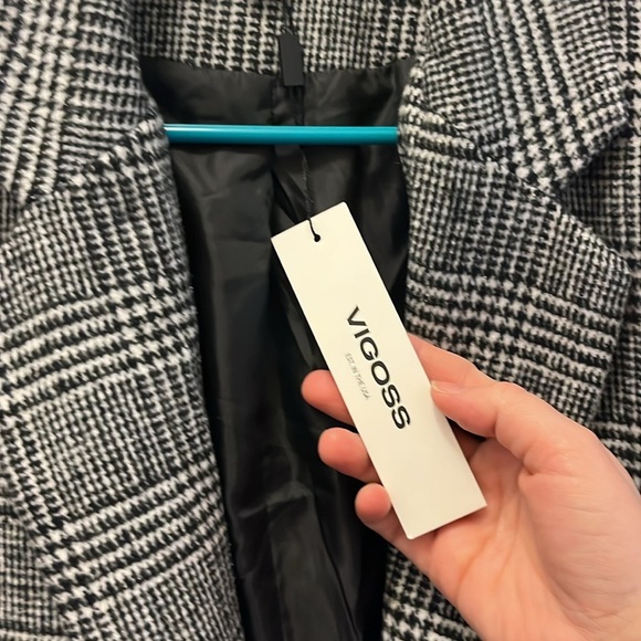 NWT Vigoss gray plaid knee length coat size Medium - Picture 4 of 11